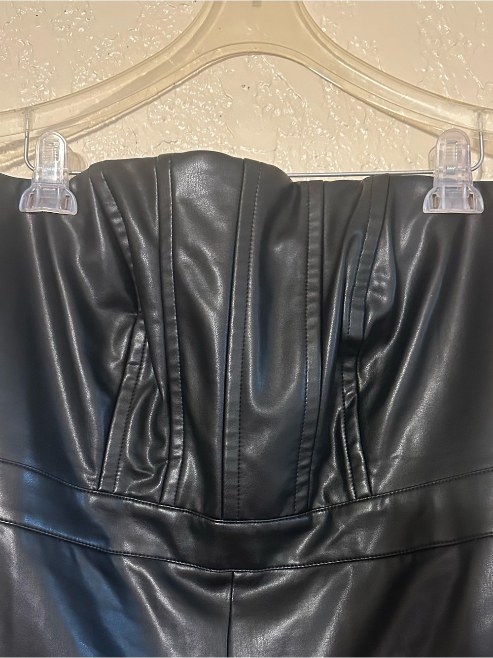 ELOQUII Strapless Wide-Leg Faux Leather Jumpsuit 🖤🖤🖤 MUST HAVE QUEEN - Picture 6 of 7